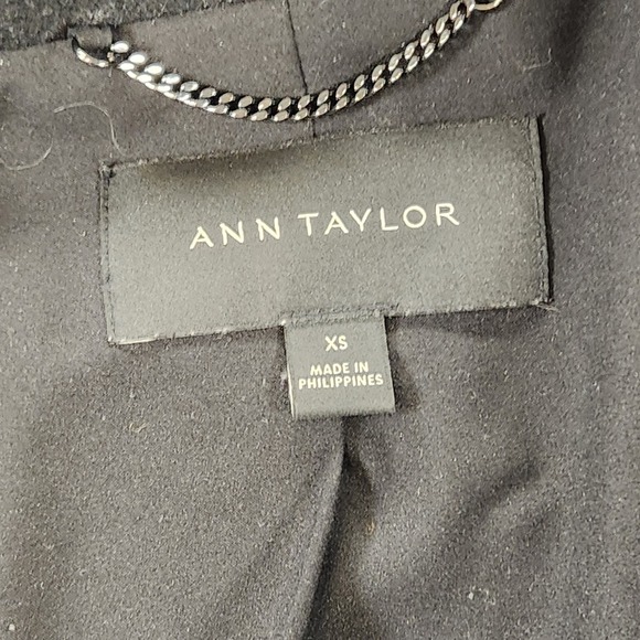 Ann Taylor Coat Womens XS Black Shawl Collar Wrap Wool Blend - Picture 6 of 8